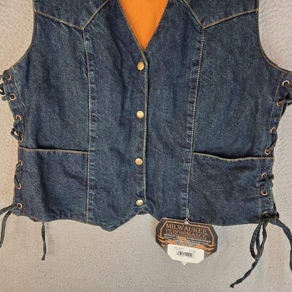 Milwaukee Unisex Denim Collection Performance Vest Sz 2XL Dark Blue Biker - Picture 3 of 13
